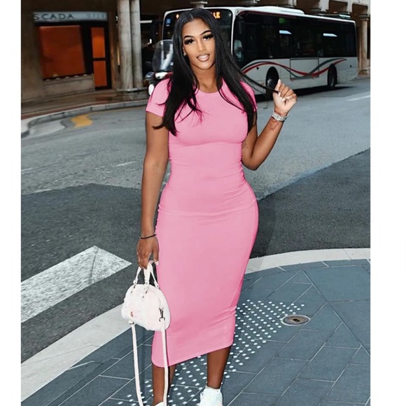 Pink midi dress - Picture 2 of 2